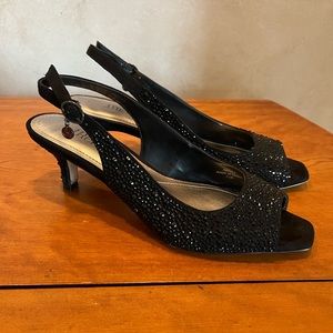 J. Renee black rhinestone sling back